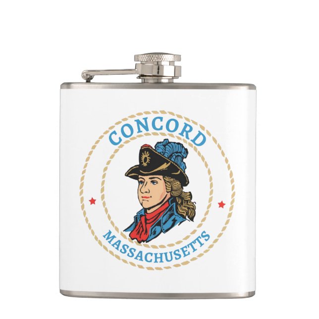 Concord Massachusetts Colonial Hip Flask (Front)