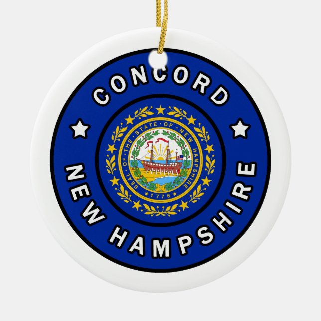 Concord New Hampshire Ceramic Tree Decoration (Front)