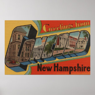 Concord, New Hampshire - Large Letter Scenes Poster