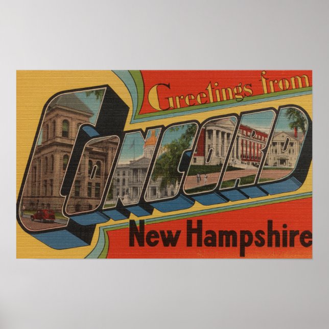 Concord, New Hampshire - Large Letter Scenes Poster (Front)