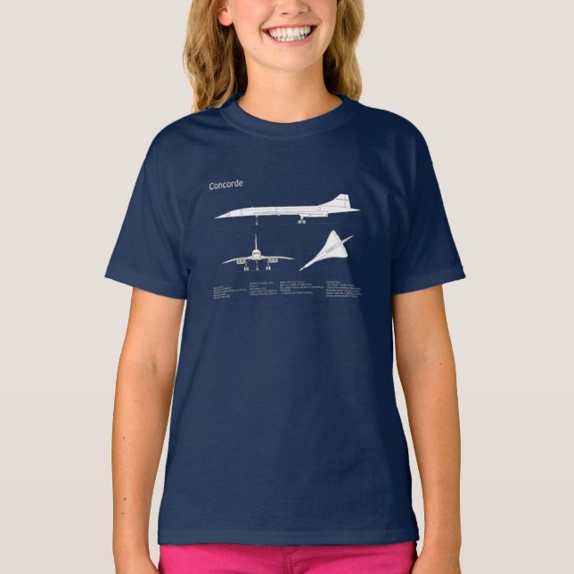 Concorde - Aeroplane Blueprint Drawing Plans ABD T-Shirt (Front)