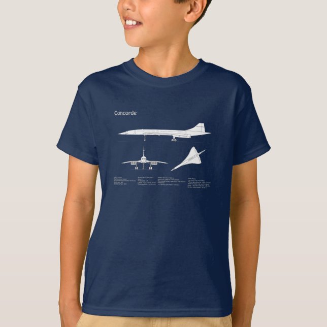 Concorde - Aeroplane Blueprint Drawing Plans ABD T-Shirt (Front)