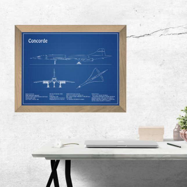 Concorde - Aeroplane Blueprint Drawing Plans AD Photo Print (Creator Uploaded)