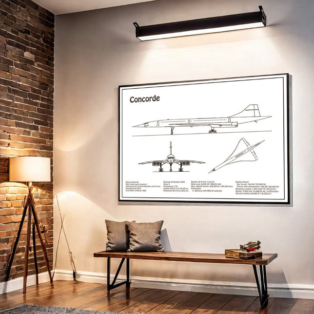 Concorde - Aeroplane Blueprint Drawing Plans BD Poster (Creator Uploaded)