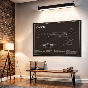 Concorde - Airplane Blueprint Drawing Plans PD Poster