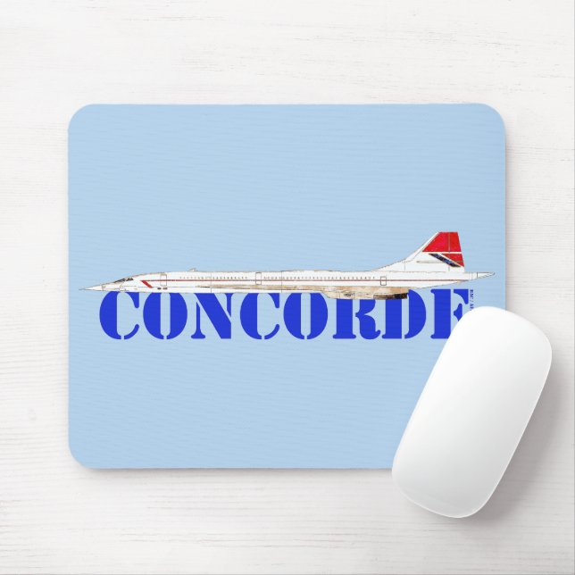 Concorde Jet with Bold Blue Text Mouse Mat (With Mouse)