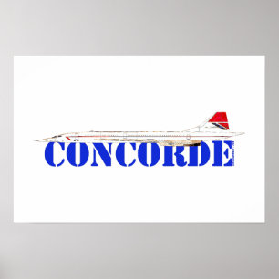 Concorde Jet with Bold Blue Text Poster