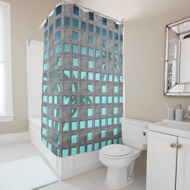 Concourse Breeze Blocks Shower Curtain (In Situ)