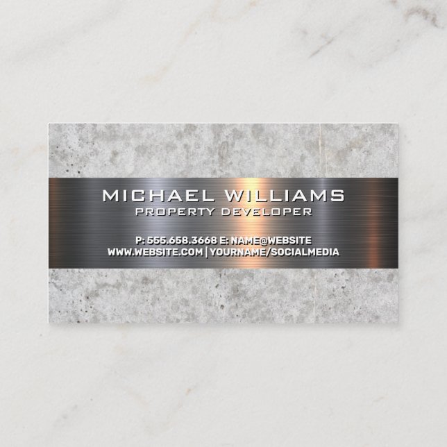 Concrete and Metallic Shine Texture Background Business Card (Back)