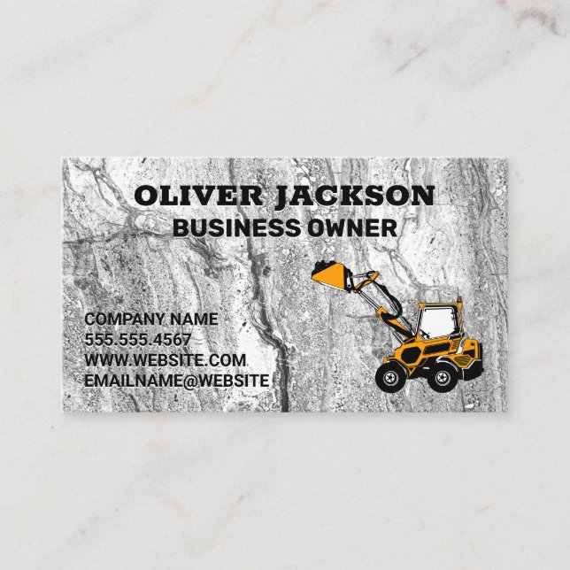 Concrete Background | Construction Vehicle Business Card (Front)