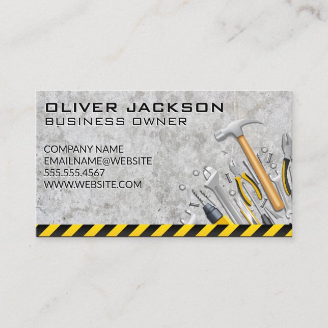 Concrete Background | Hardware Hand Tools Business Card (Front)