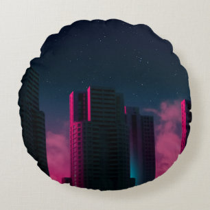 CONCRETE BUILDINGS NEAR WHITE CLOUDS ROUND CUSHION