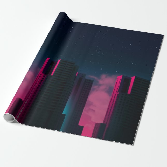 CONCRETE BUILDINGS NEAR WHITE CLOUDS WRAPPING PAPER (Unrolled)