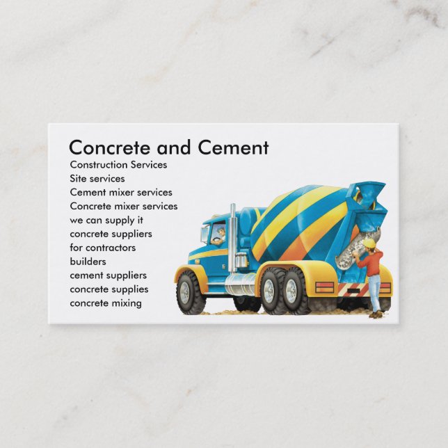 Concrete / Cement Mixer Construction Business Card (Front)