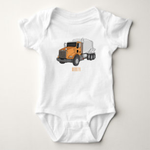 Concrete cement mixing truck cartoon illustration  baby bodysuit
