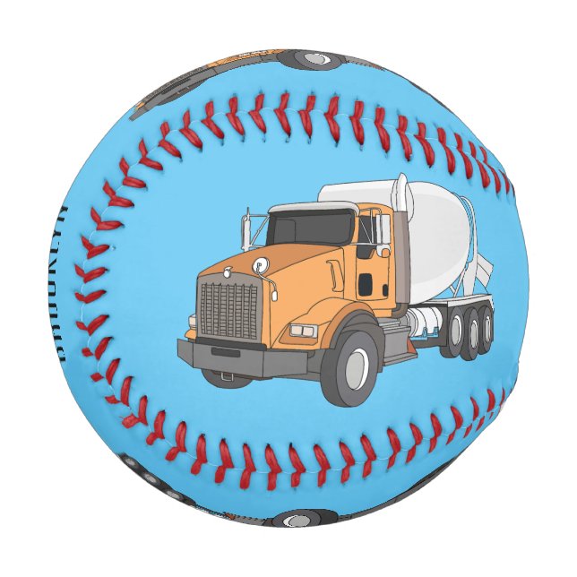 Concrete cement mixing truck cartoon illustration baseball (Front Left)