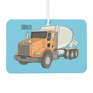 Concrete cement mixing truck cartoon illustration car air freshener