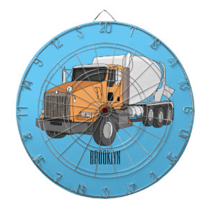 Concrete cement mixing truck cartoon illustration dartboard