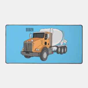 Concrete cement mixing truck cartoon illustration desk mat