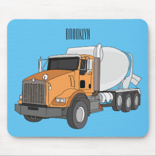 Concrete cement mixing truck cartoon illustration mouse mat