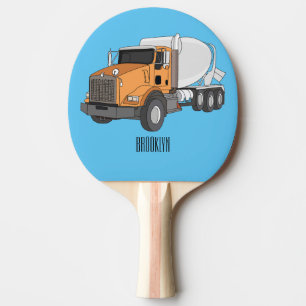 Concrete cement mixing truck cartoon illustration ping pong paddle