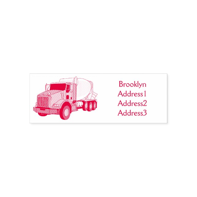 Concrete cement mixing truck cartoon illustration self-inking stamp (Design)