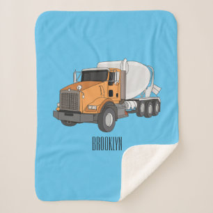 Concrete cement mixing truck cartoon illustration sherpa blanket