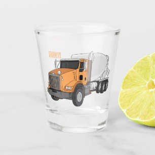 Concrete cement mixing truck cartoon illustration shot glass