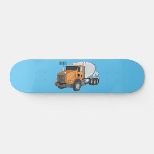 Concrete cement mixing truck cartoon illustration skateboard