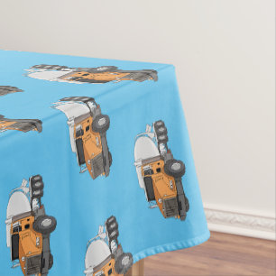 Concrete cement mixing truck cartoon illustration tablecloth