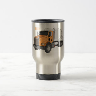 Concrete cement mixing truck cartoon illustration travel mug