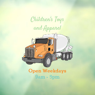 Concrete cement mixing truck cartoon illustration window cling