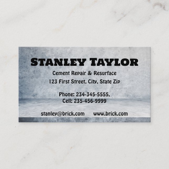 Concrete & Cement Solutions Custom Business Card (Front)