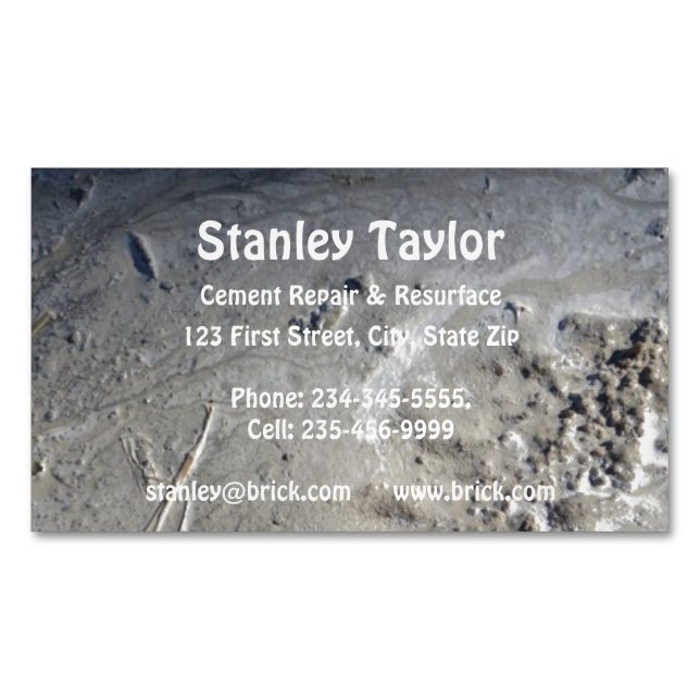 Concrete & Cement Solutions Custom Magnetic Business Card (Front)