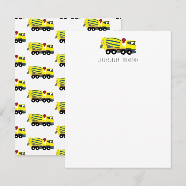 Concrete Cement Truck Construction Kids Children's Card (Front/Back)