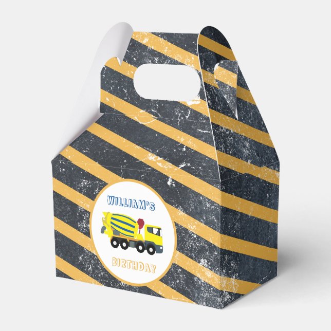 Concrete Cement Truck Construction Trucks Birthday Favour Box (Front Side)