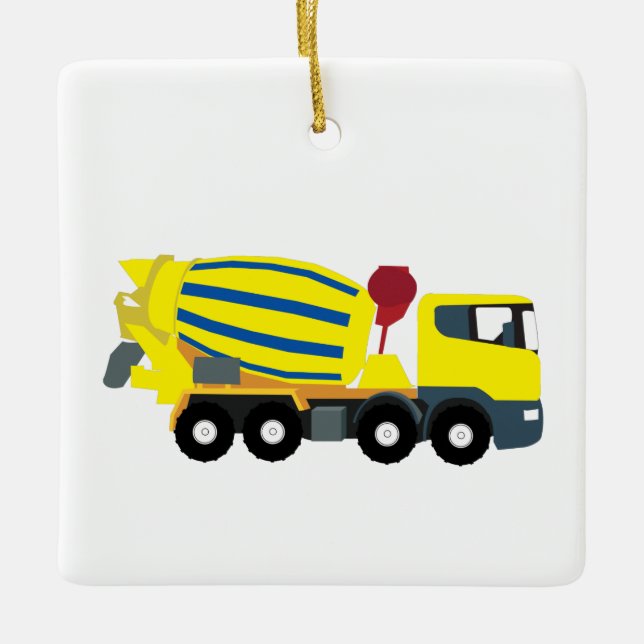 Concrete Cement Truck Construction Trucks Ceramic Ornament (Front)