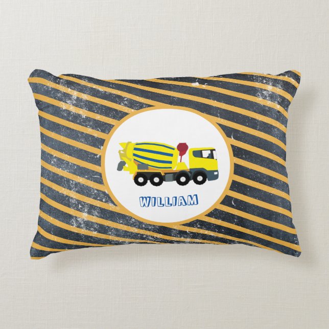 Concrete Cement Truck Construction Trucks Decorative Cushion (Front)