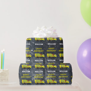 Concrete Cement Truck Construction Trucks & Name  Wrapping Paper
