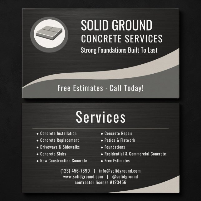 Concrete Company Metallic Business Card (Creator Uploaded)