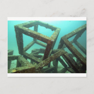 Concrete cubes underwater abstract art postcard