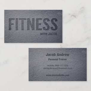 Concrete Faux Letterpress Fitness Personal Trainer Business Card