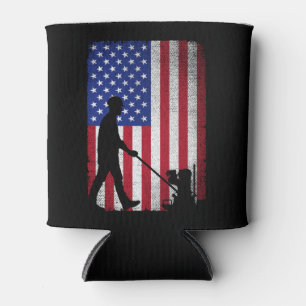 Concrete Finisher American Flag Patriotic Can Cooler