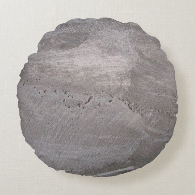 Concrete grey gray wall plaster round cushion (Front)