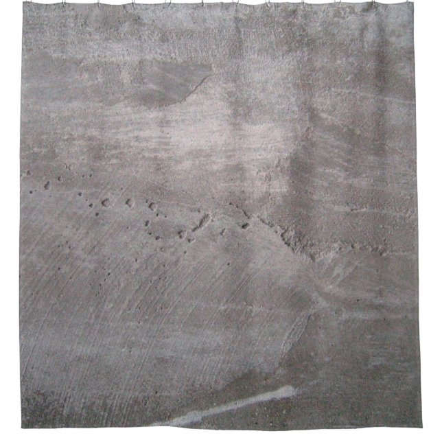 Concrete grey gray wall plaster shower curtain (Front)