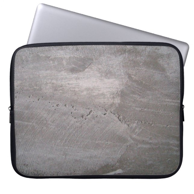 Concrete grey grey wall plaster laptop sleeve (Front)