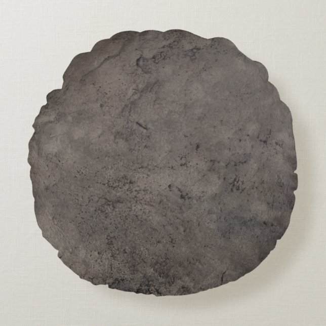 Concrete Grey Leather Print Round Cushion (Front)