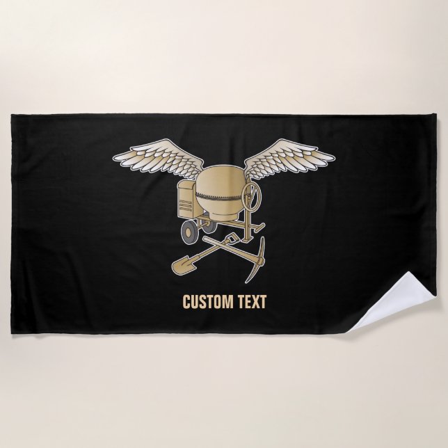 Concrete mixer beige beach towel (Front)