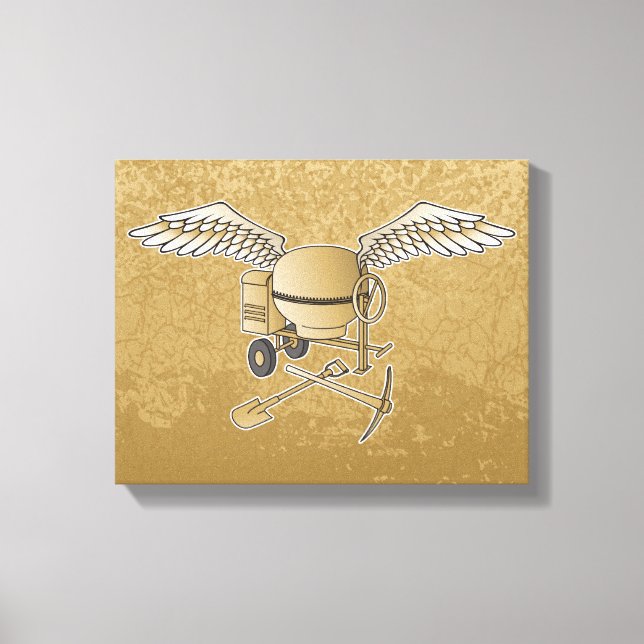 Concrete mixer beige canvas print (Front)