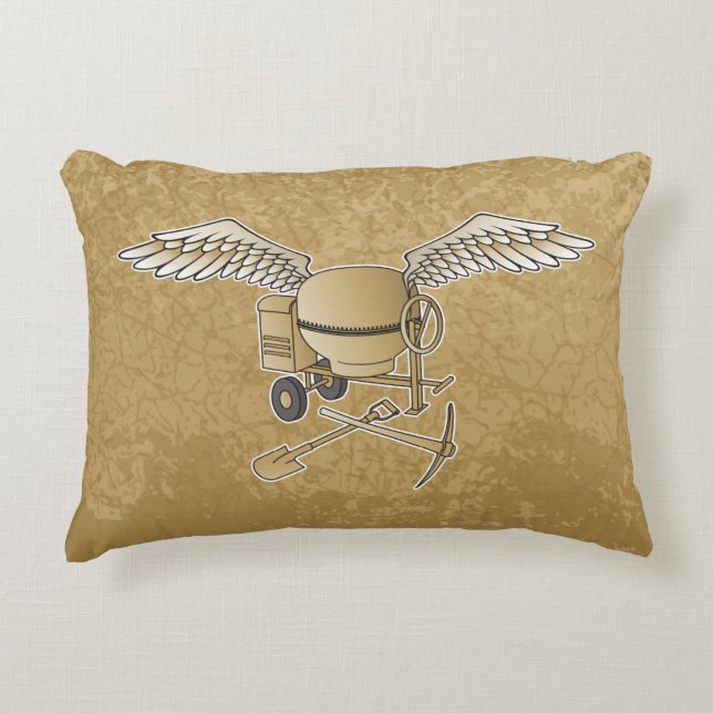 Concrete mixer beige decorative cushion (Front)